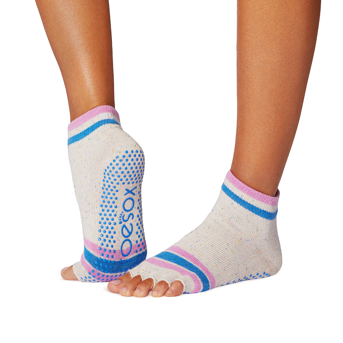 toesox Low Rise Full Toe Grip Socks - Non-Slip Pilates Socks for Women and Men